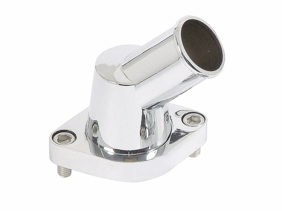 9141G – MR GASKET Thermostat Housing, 45 Degree Swivel Neck Aluminum O-Ring Seal Type Silver